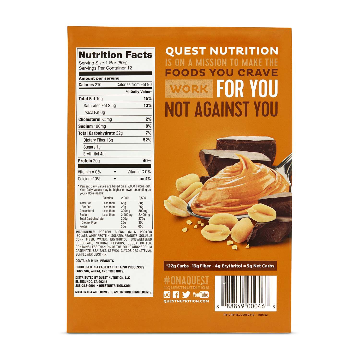 Quest quest bar chocolate peanut butter gnc